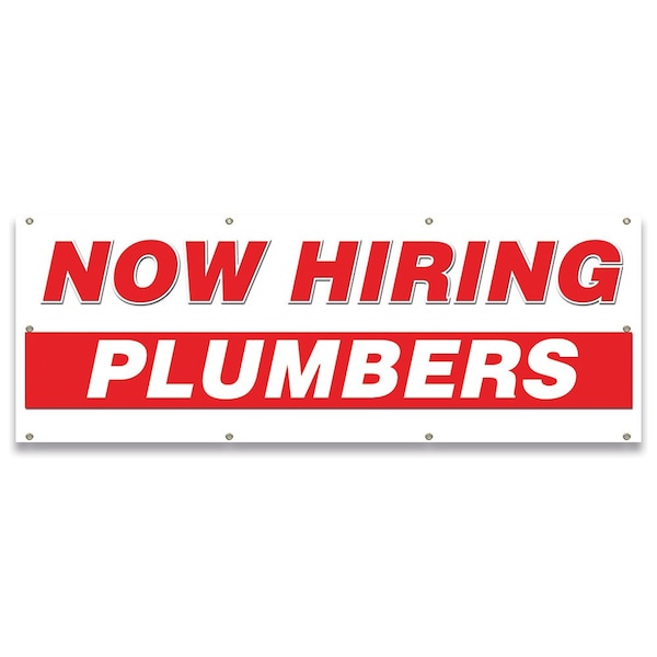 Now Hiring Plumbers Banner Apply Inside Accepting Application Single Sided